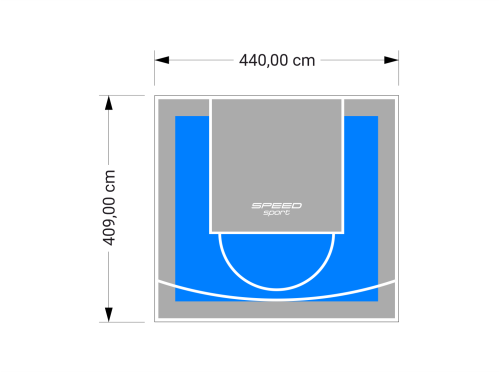 18M2/409X440CM BŁĘKITNO-SZARE BOISKO DO KOSZYKÓWKI SPEEDSPORT HEXA POWER PRO