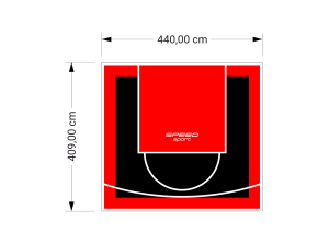 18M2/409X440CM CZARNO-CZERWONE BOISKO DO KOSZYKÓWKI SPEEDSPORT HEXA POWER PRO