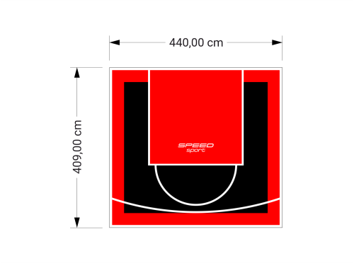 18M2/409X440CM CZARNO-CZERWONE BOISKO DO KOSZYKÓWKI SPEEDSPORT HEXA POWER PRO