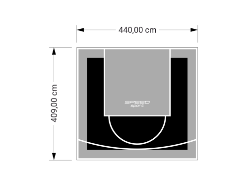 18M2/409X440CM CZARNO-SZARE BOISKO DO KOSZYKÓWKI SPEEDSPORT HEXA POWER PRO