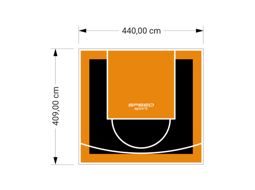 18M2/409X440CM CZARNO-POMARAŃCZOWE BOISKO DO KOSZYKÓWKI SPEEDSPORT HEXA POWER PRO