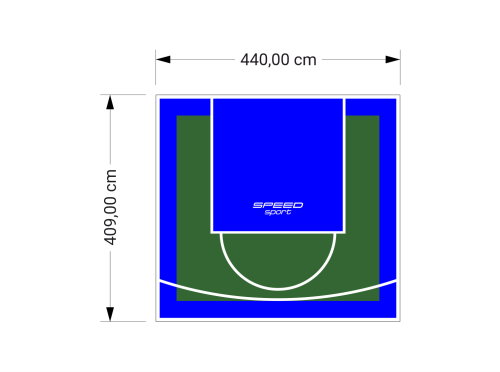 18M2/409X440CM ZIELONO-NIEBIESKIE BOISKO DO KOSZYKÓWKI SPEEDSPORT HEXA POWER PRO