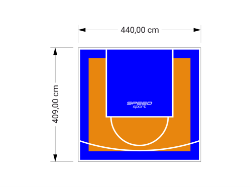 18M2/409X440CM POMARAŃCZOWO-NIEBIESKIE BOISKO DO KOSZYKÓWKI SPEEDSPORT HEXA POWER PRO