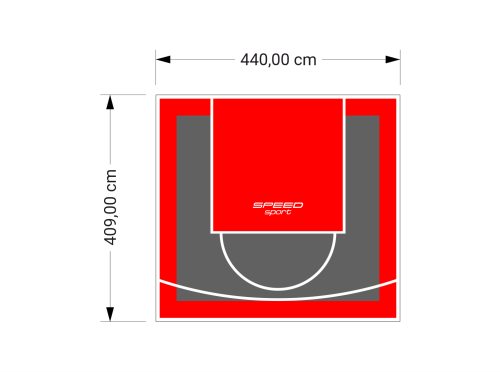 18M2/409X440CM GRAFITOWO-CZERWONE BOISKO DO KOSZYKÓWKI SPEEDSPORT HEXA POWER PRO