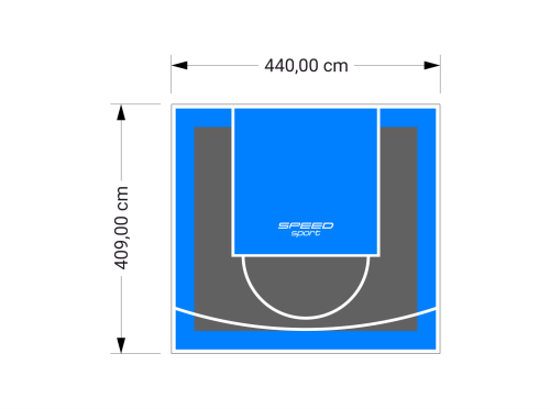 18M2/409X440CM GRAFITOWO-BŁĘKITNE BOISKO DO KOSZYKÓWKI SPEEDSPORT HEXA POWER PRO