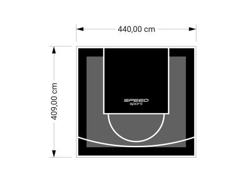 18M2/409X440CM GRAFITOWO-CZARNE BOISKO DO KOSZYKÓWKI SPEEDSPORT HEXA POWER PRO