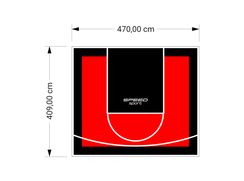 19M2/409X470CM CZERWONO-CZARNE BOISKO DO KOSZYKÓWKI SPEEDSPORT HEXA POWER PRO