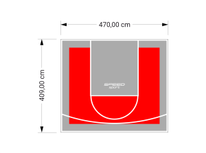 19M2/409X470CM CZERWONO-SZARE BOISKO DO KOSZYKÓWKI SPEEDSPORT HEXA POWER PRO