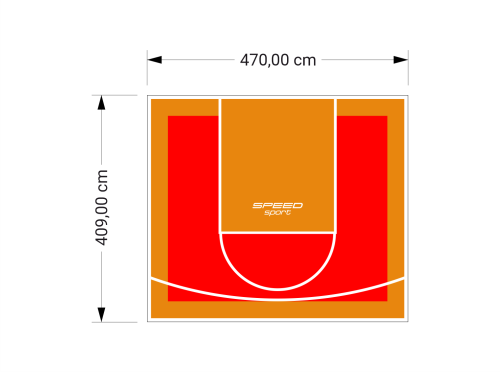 19M2/409X470CM CZERWONO-POMARAŃCZOWE BOISKO DO KOSZYKÓWKI SPEEDSPORT HEXA POWER PRO