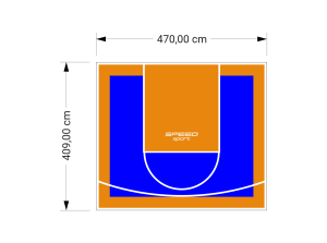 19M2/409X470CM NIEBIESKO-POMARAŃCZOWE BOISKO DO KOSZYKÓWKI SPEEDSPORT HEXA POWER PRO