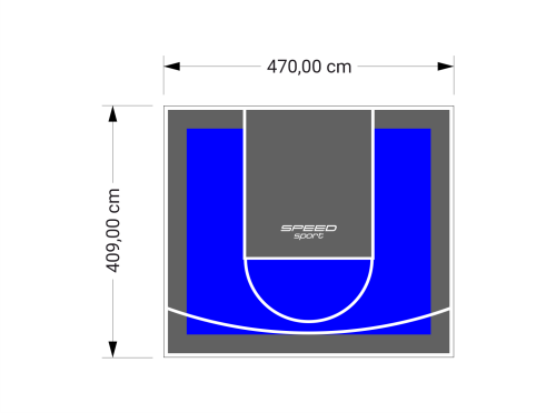 19M2/409X470CM NIEBIESKO-GRAFITOWE BOISKO DO KOSZYKÓWKI SPEEDSPORT HEXA POWER PRO