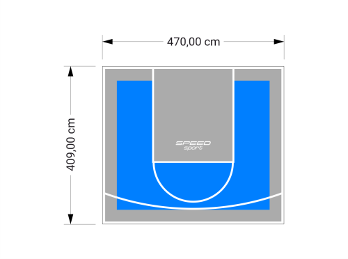 19M2/409X470CM BŁĘKITNO-SZARE BOISKO DO KOSZYKÓWKI SPEEDSPORT HEXA POWER PRO