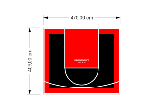 19M2/409X470CM CZARNO-CZERWONE BOISKO DO KOSZYKÓWKI SPEEDSPORT HEXA POWER PRO