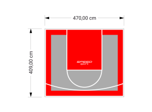 19M2/409X470CM SZARO-CZERWONE BOISKO DO KOSZYKÓWKI SPEEDSPORT HEXA POWER PRO