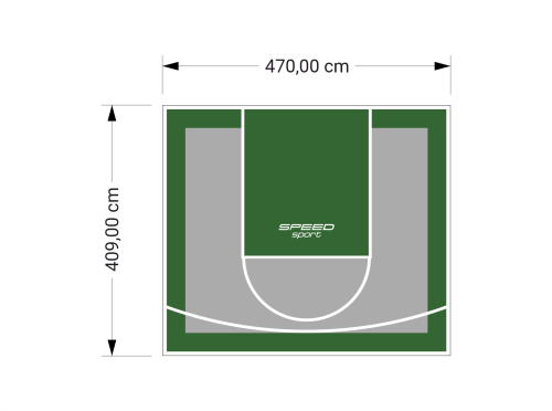 19M2/409X470CM SZARO-ZIELONE BOISKO DO KOSZYKÓWKI SPEEDSPORT HEXA POWER PRO