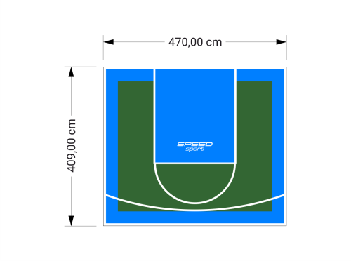 19M2/409X470CM ZIELONO-BŁĘKITNE BOISKO DO KOSZYKÓWKI SPEEDSPORT HEXA POWER PRO