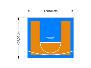 19M2/409X470CM POMARAŃCZOWO-BŁĘKITNE BOISKO DO KOSZYKÓWKI SPEEDSPORT HEXA POWER PRO