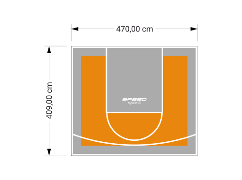 19M2/409X470CM POMARAŃCZOWO-SZARE BOISKO DO KOSZYKÓWKI SPEEDSPORT HEXA POWER PRO