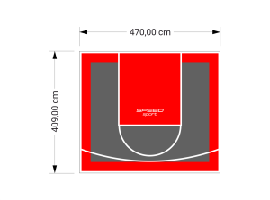 19M2/409X470CM GRAFITOWO-CZERWONE BOISKO DO KOSZYKÓWKI SPEEDSPORT HEXA POWER PRO
