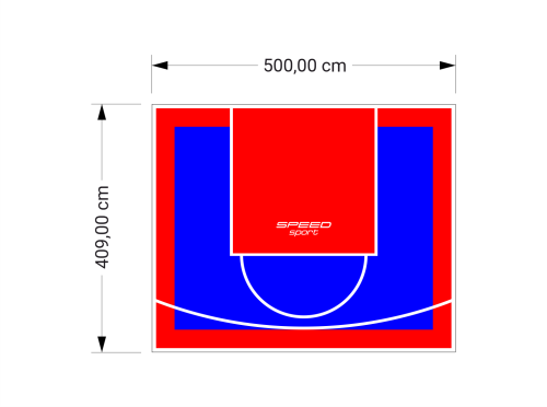 21M2/409X500CM NIEBIESKO-CZERWONE BOISKO DO KOSZYKÓWKI SPEEDSPORT HEXA POWER PRO