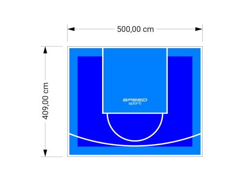 21M2/409X500CM NIEBIESKO-BŁĘKITNE BOISKO DO KOSZYKÓWKI SPEEDSPORT HEXA POWER PRO