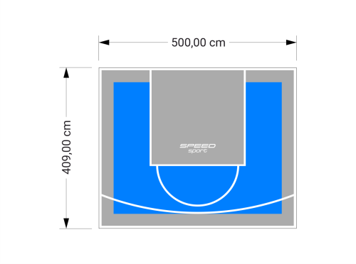 21M2/409X500CM BŁĘKITNO-SZARE BOISKO DO KOSZYKÓWKI SPEEDSPORT HEXA POWER PRO