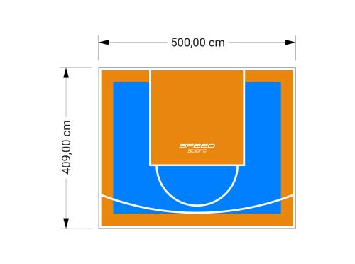 21M2/409X500CM BŁĘKITNO-POMARAŃCZOWE BOISKO DO KOSZYKÓWKI SPEEDSPORT HEXA POWER PRO