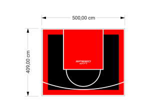 21M2/409X500CM CZARNO-CZERWONE BOISKO DO KOSZYKÓWKI SPEEDSPORT HEXA POWER PRO