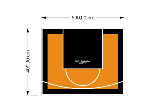 21M2/409X500CM POMARAŃCZOWO-CZARNE BOISKO DO KOSZYKÓWKI SPEEDSPORT HEXA POWER PRO
