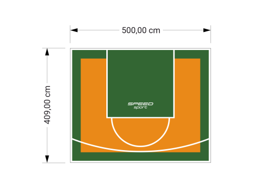 21M2/409X500CM POMARAŃCZOWO-ZIELONE BOISKO DO KOSZYKÓWKI SPEEDSPORT HEXA POWER PRO