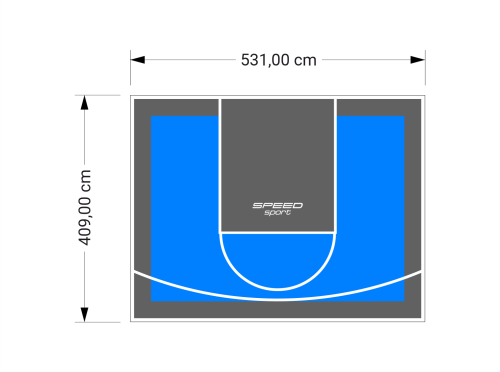 22M2/409X531CM BŁĘKITNO-GRAFITOWE BOISKO DO KOSZYKÓWKI SPEEDSPORT HEXA POWER PRO