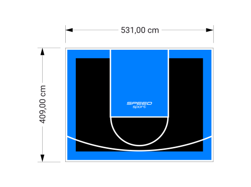 22M2/409X531CM CZARNO-BŁĘKITNE BOISKO DO KOSZYKÓWKI SPEEDSPORT HEXA POWER PRO