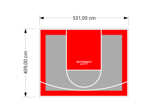 22M2/409X531CM SZARO-CZERWONE BOISKO DO KOSZYKÓWKI SPEEDSPORT HEXA POWER PRO