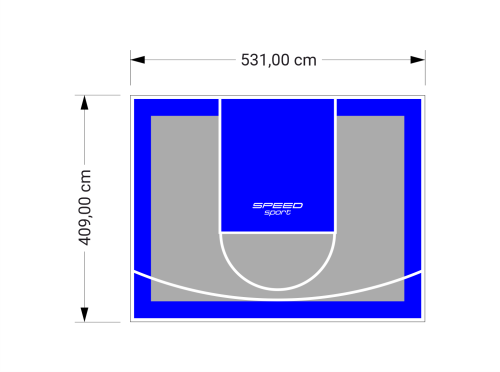 22M2/409X531CM SZARO-NIEBIESKIE BOISKO DO KOSZYKÓWKI SPEEDSPORT HEXA POWER PRO