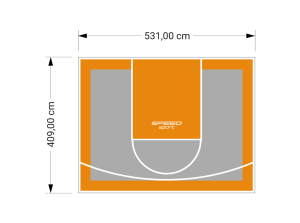 22M2/409X531CM SZARO-POMARAŃCZOWE BOISKO DO KOSZYKÓWKI SPEEDSPORT HEXA POWER PRO