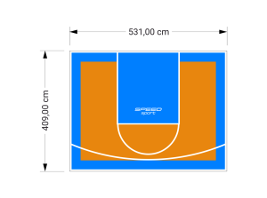 22M2/409X531CM POMARAŃCZOWO-BŁĘKITNE BOISKO DO KOSZYKÓWKI SPEEDSPORT HEXA POWER PRO