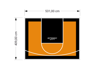 22M2/409X531CM POMARAŃCZOWO-CZARNE BOISKO DO KOSZYKÓWKI SPEEDSPORT HEXA POWER PRO