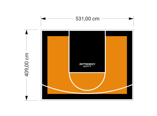 22M2/409X531CM POMARAŃCZOWO-CZARNE BOISKO DO KOSZYKÓWKI SPEEDSPORT HEXA POWER PRO