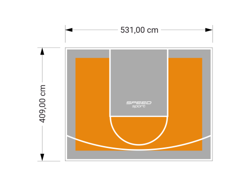 22M2/409X531CM POMARAŃCZOWO-SZARE BOISKO DO KOSZYKÓWKI SPEEDSPORT HEXA POWER PRO