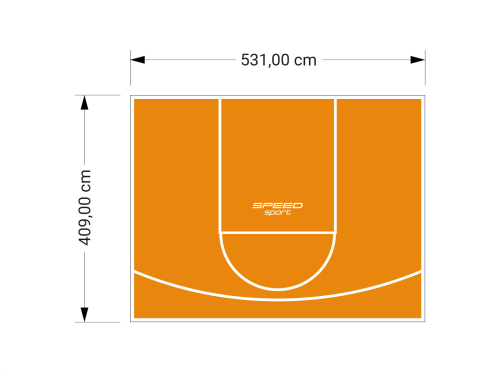 22M2/409X531CM POMARAŃCZOWE BOISKO DO KOSZYKÓWKI SPEEDSPORT HEXA POWER PRO