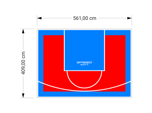 23M2/409X561CM CZERWONO-BŁĘKITNE BOISKO DO KOSZYKÓWKI SPEEDSPORT HEXA POWER PRO