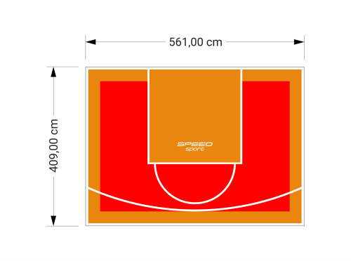 23M2/409X561CM CZERWONO-POMARAŃCZOWE BOISKO DO KOSZYKÓWKI SPEEDSPORT HEXA POWER PRO