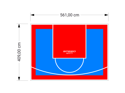 23M2/409X561CM BŁĘKITNO-CZERWONE BOISKO DO KOSZYKÓWKI SPEEDSPORT HEXA POWER PRO