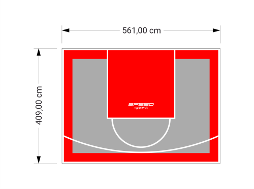 23M2/409X561CM SZARO-CZERWONE BOISKO DO KOSZYKÓWKI SPEEDSPORT HEXA POWER PRO