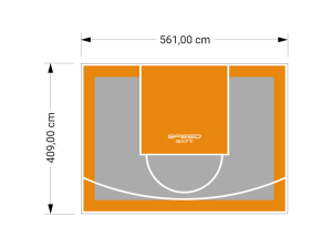 23M2/409X561CM SZARO-POMARAŃCZOWE BOISKO DO KOSZYKÓWKI SPEEDSPORT HEXA POWER PRO