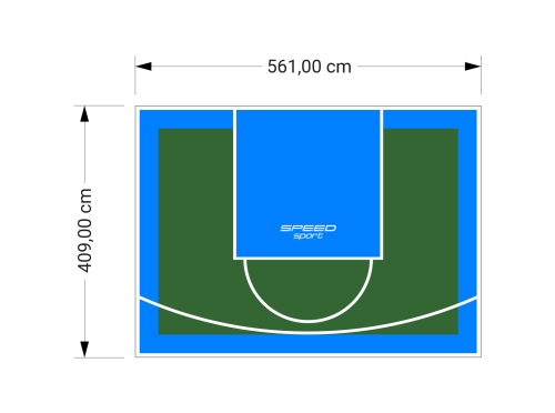 23M2/409X561CM ZIELONO-BŁĘKITNE BOISKO DO KOSZYKÓWKI SPEEDSPORT HEXA POWER PRO