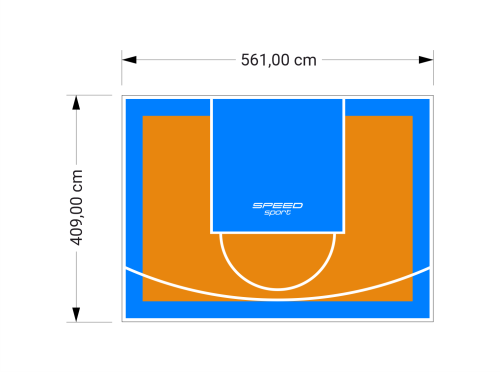 23M2/409X561CM POMARAŃCZOWO-BŁĘKITNE BOISKO DO KOSZYKÓWKI SPEEDSPORT HEXA POWER PRO