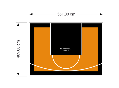 23M2/409X561CM POMARAŃCZOWO-CZARNE BOISKO DO KOSZYKÓWKI SPEEDSPORT HEXA POWER PRO