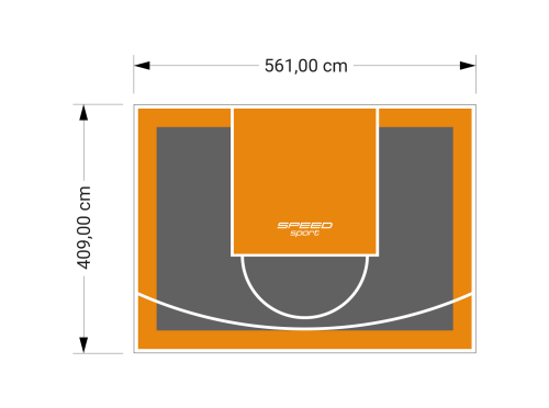 23M2/409X561CM GRAFITOWO-POMARAŃCZOWE BOISKO DO KOSZYKÓWKI SPEEDSPORT HEXA POWER PRO