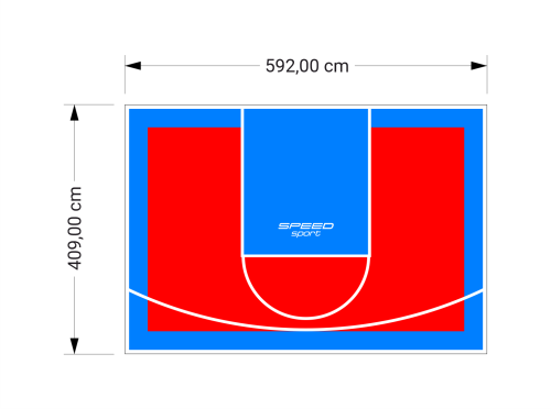24M2/409X592CM CZERWONO-BŁĘKITNE BOISKO DO KOSZYKÓWKI SPEEDSPORT HEXA POWER PRO